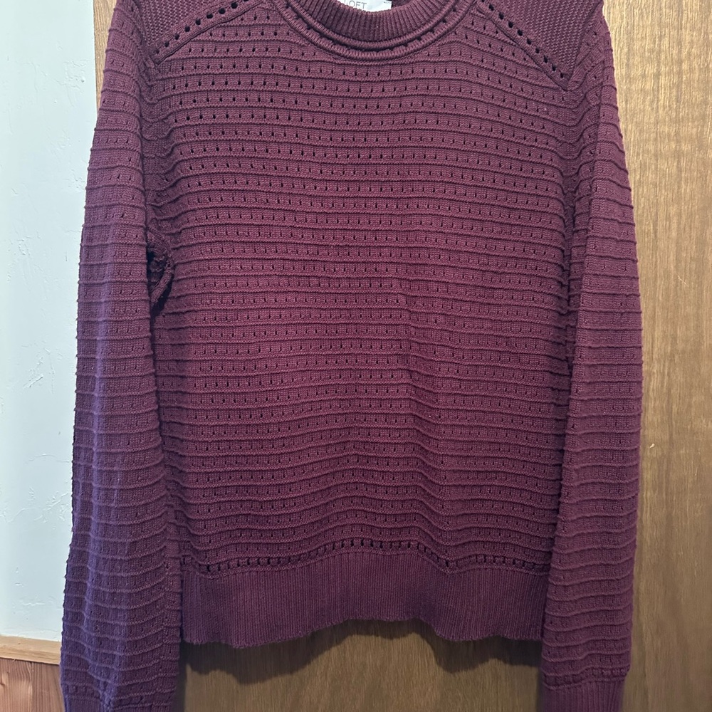 LOFT Women's Deep Red Cowl Neck Sweater